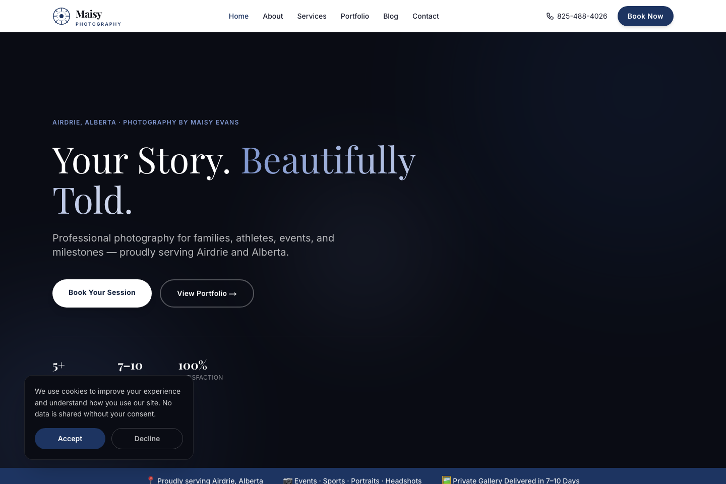 Maisy Photography — a live website built by AltaSmith